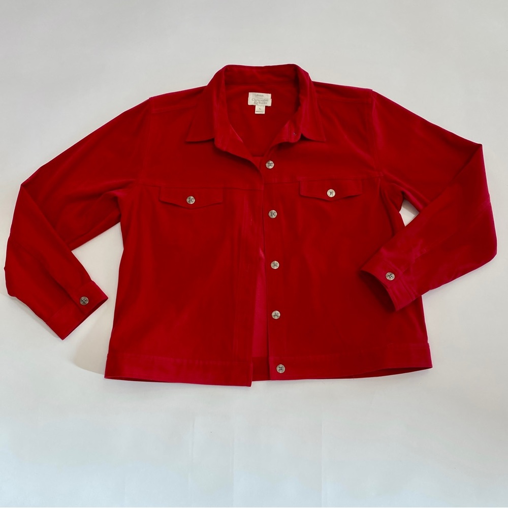 Christmas Red, Denim Style Jacket